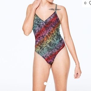 Victorias secret rainbow snakeprint thong bodysuit